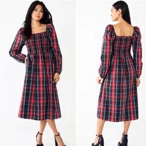 Draper James Red and Blue Plaid Dress Size L